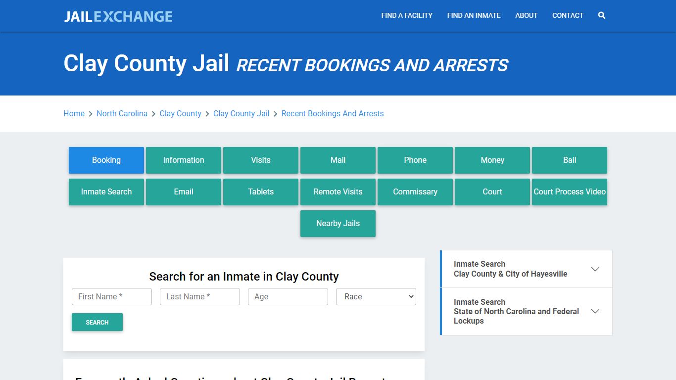 Clay County Jail Recent Bookings And Arrests - Jail Exchange