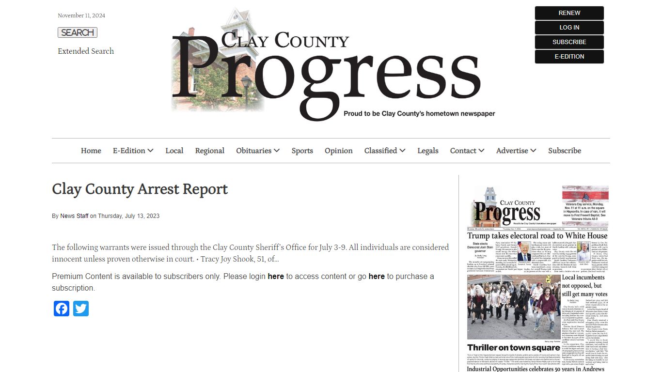 Clay County Arrest Report | Clay County Progress, Hayesville, North ...