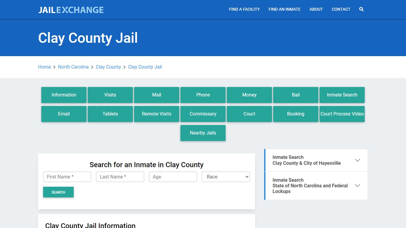 Clay County Jail Roster Lookup, NC, Inmate Search - Jail Exchange